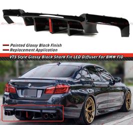 11-16 BMW F10 V-Style Gloss Black LED Rear Diffuser