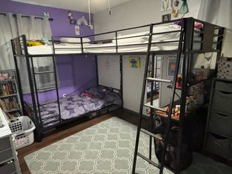 Black Metal Triple Twin Bunk Bed Frame