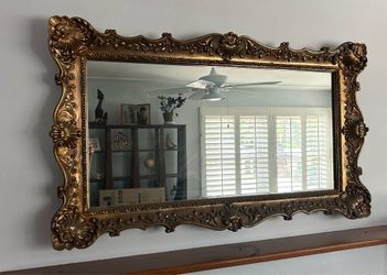34”x58” Vintage Hollywood Regency Syroco Style Gold Wall Mirror