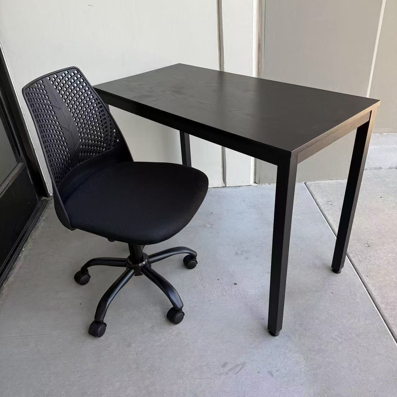 New In Box 40x20x30 Inch Tall Desk Table With Office Computer Chair Black Color Furniture Combo Set 