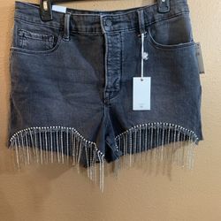 Good American Bling Bombshell Denim Shorts 12 - NWT