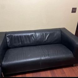 Black Leather Couch And Love Seat