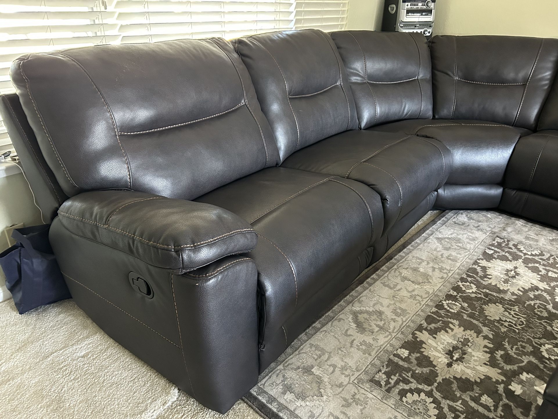 5 Sectional Recliner Bonded Leather Sofa
