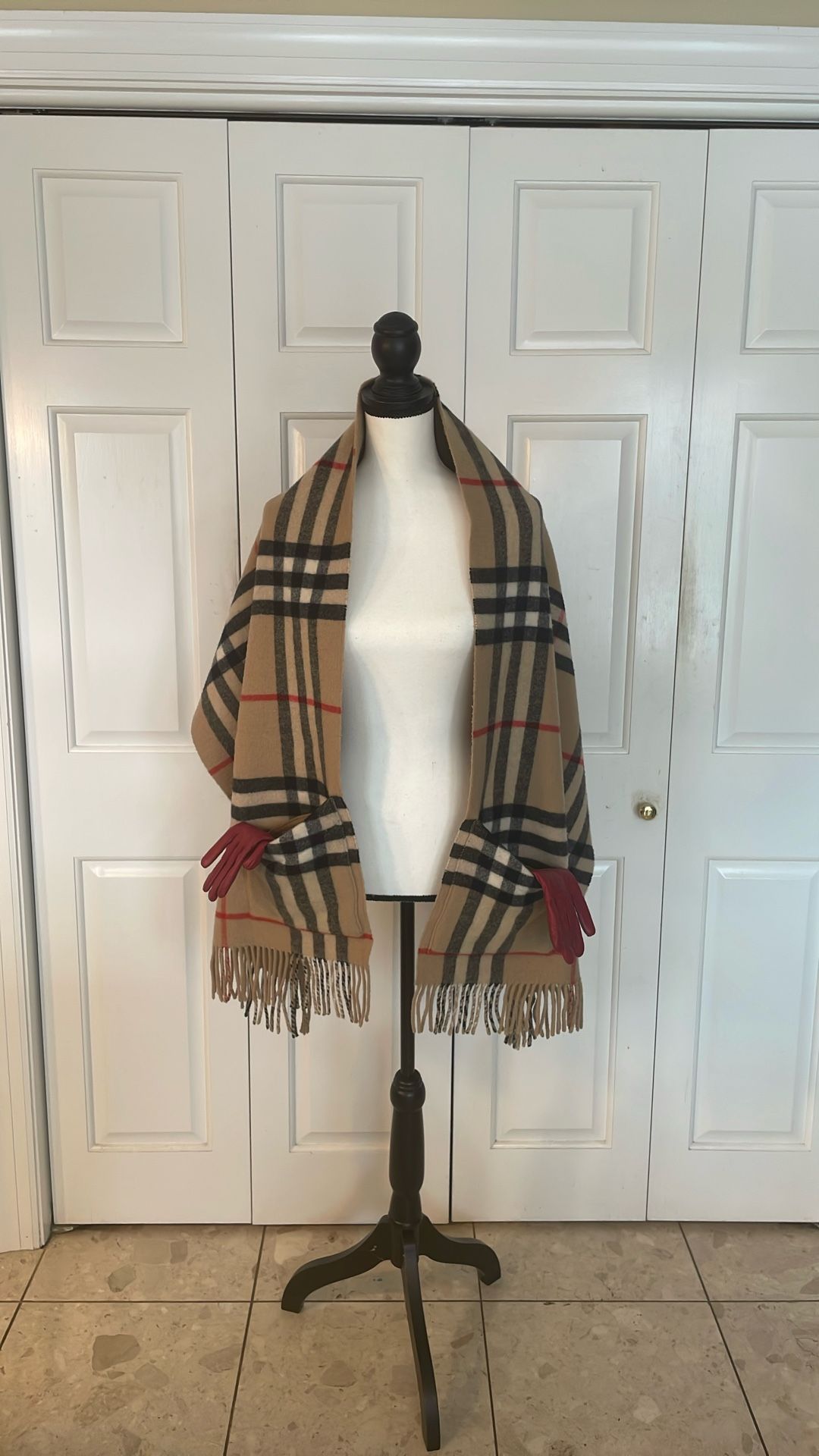 Burberry Reversible, Scarf, Shawl With Pockets & Arm Holes