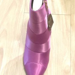 Nib London Rag High Heel Purple Quilted Satin Boots Size 6 Status Quo MSRP 89