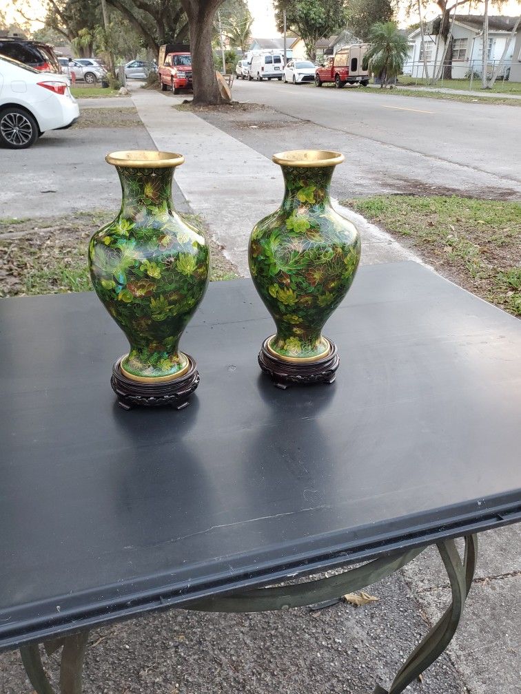 Oriental Vase (2) With Pedestal