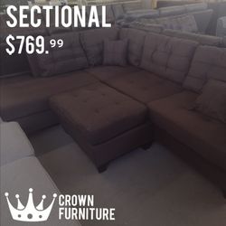 Brown Sectional With Ottoman 