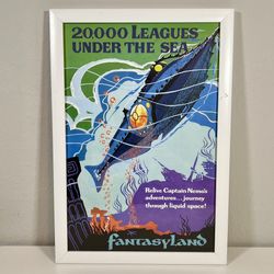Disney 20000 Leagues Under the Sea Fantasyland Poster WDW Framed Art 19.5x13.5