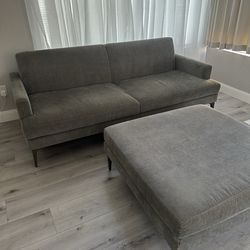 West Elm Andes Couch plus Futon bed with Ottoman