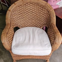 Wicker Chair And Pouf