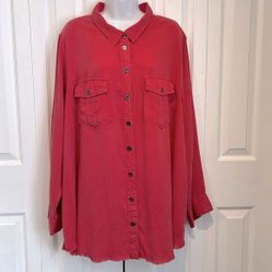 Velvet Heart Pinky Red Shirt/Shacket Size 3X Women’s