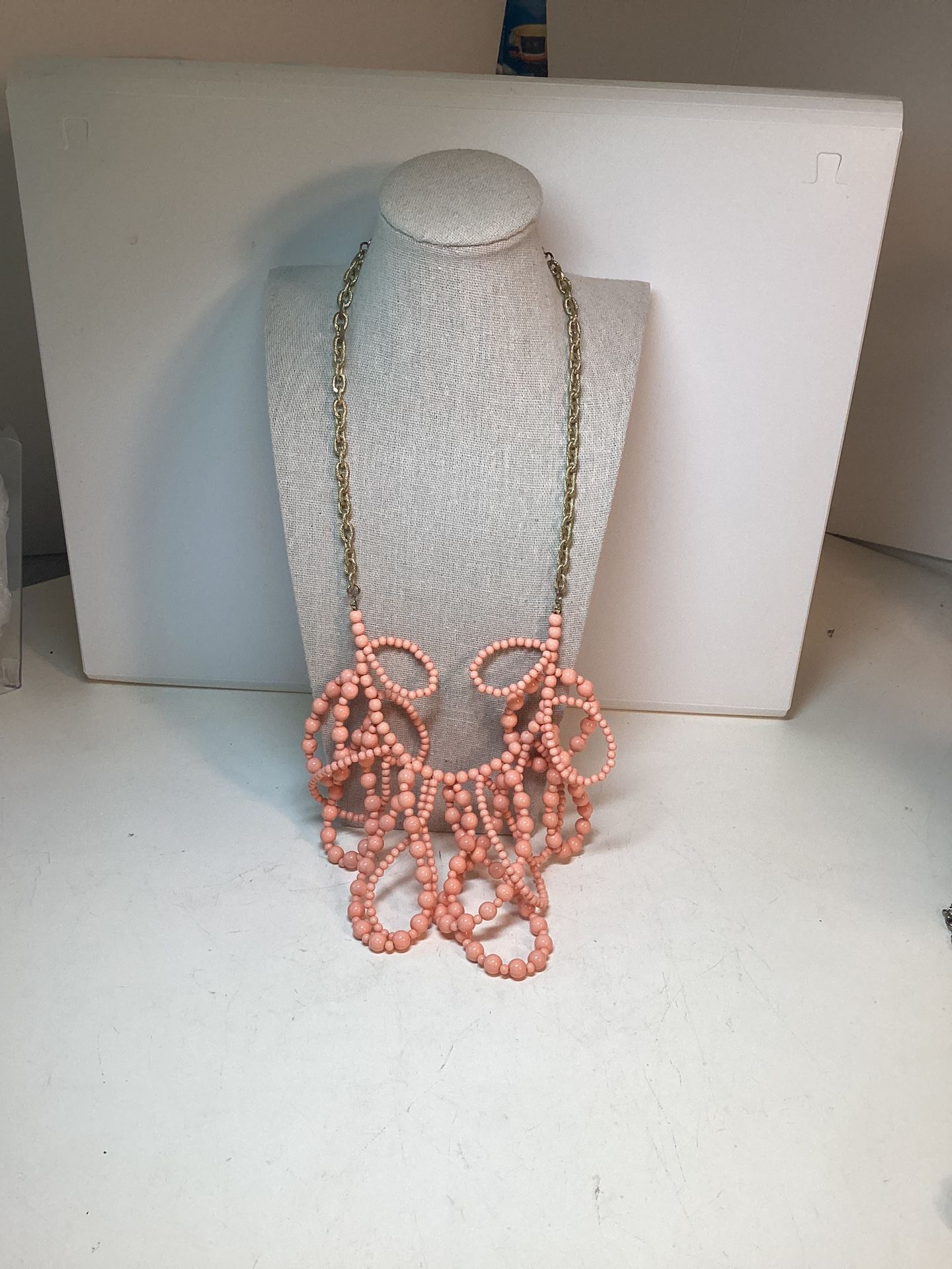 Vintage Peach Bead Statement Necklace