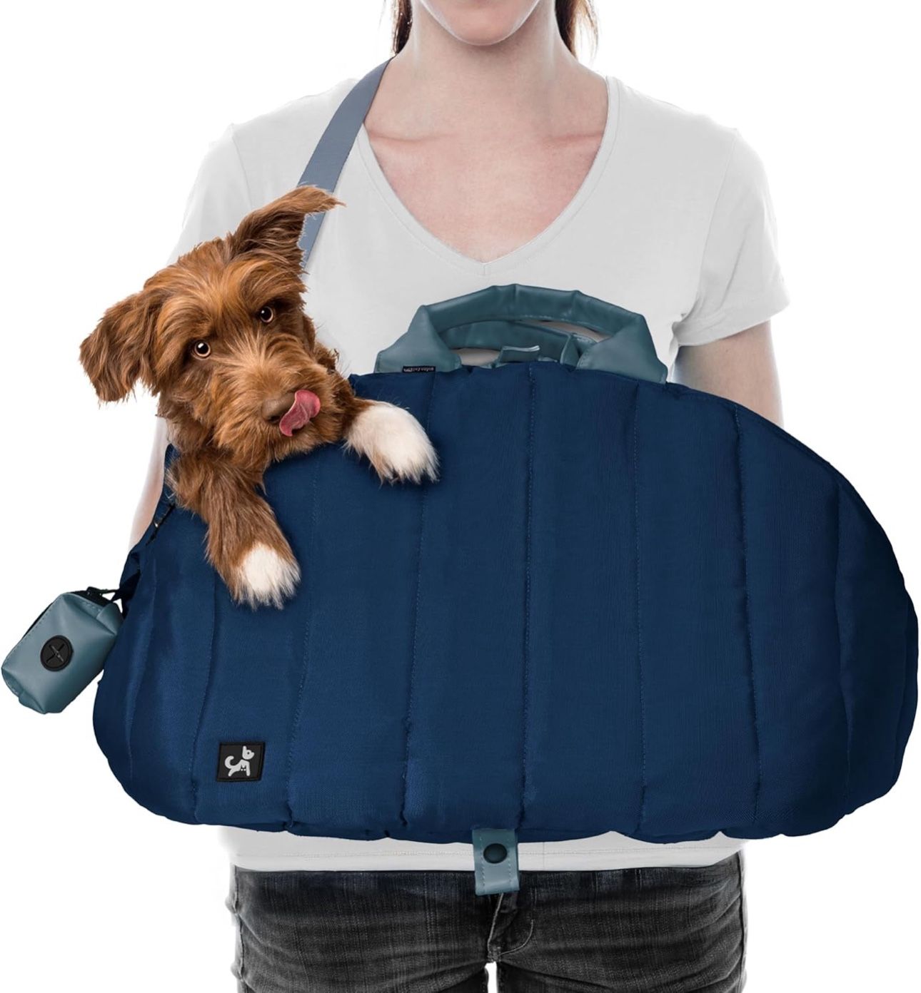 Sytopia Dog Bag Carrier for Small and Medium Dogs, Waterproof and Washable, Travel Pets Purse up to 15 Lbs, Car Seat & Bed, Adjustable Leashes, Navy B
