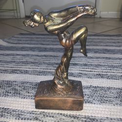 X1 Single Antique USA POMPEIAN Bronze Clad Deco Dancing Lady Sculpture Bookend