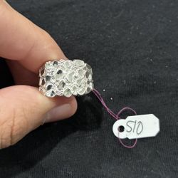 925 Silver Nugget Ring With Diamond Cut