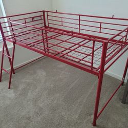 Red Metal Loft Bed Frame