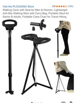 Ta-Da Chair, Portable Trucking, Hiking Pole, And Folding Walker Stick With Seat