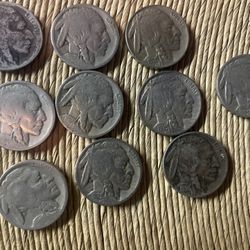 Lot Of 10 Circulated Buffalo Nickels