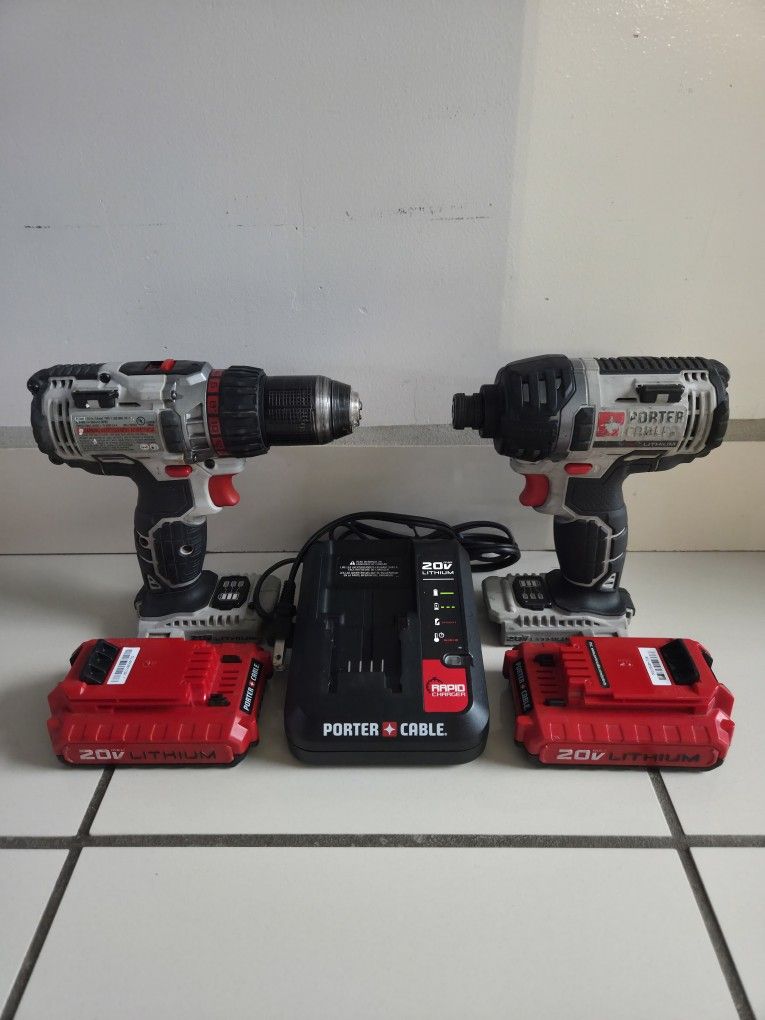 Porter Cable Screw Impact Driver Set 2 Batteries Charger