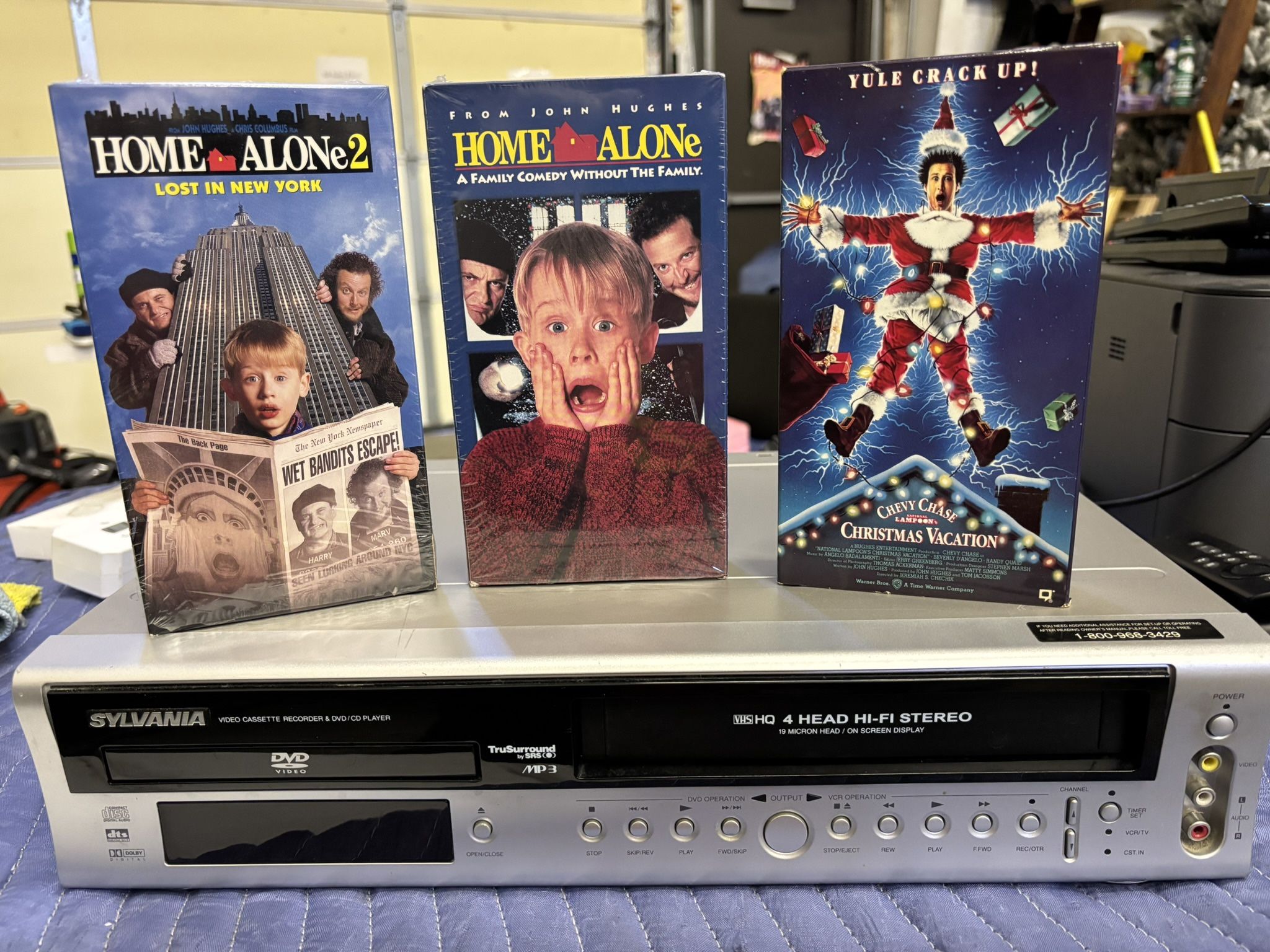 SYLVANIA DVD with VCR Combo Plus Home Alone 1 & 2, and Christmas Vacation 