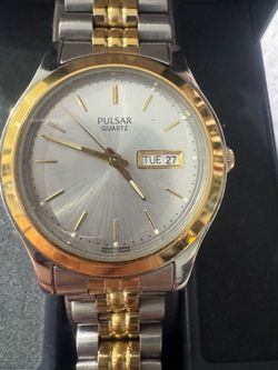 #308 Pulsar Quartz Two-Tone Day-Date Watch