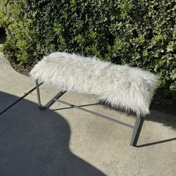White Faux Fur bench