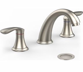 Bathroom Sink Faucet, Faucet for Bathroom Sink, Widespread Brushed Nickel Bathroom Faucet 3 Hole with Stainless Steel Pop Up Drain and cUPC Lead-Free 