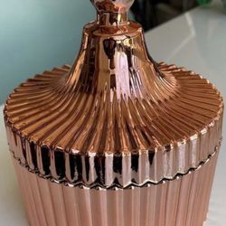 6 Luxury Glass Candle Vessels With Lid 8oz (240ml) Color Rose Gold