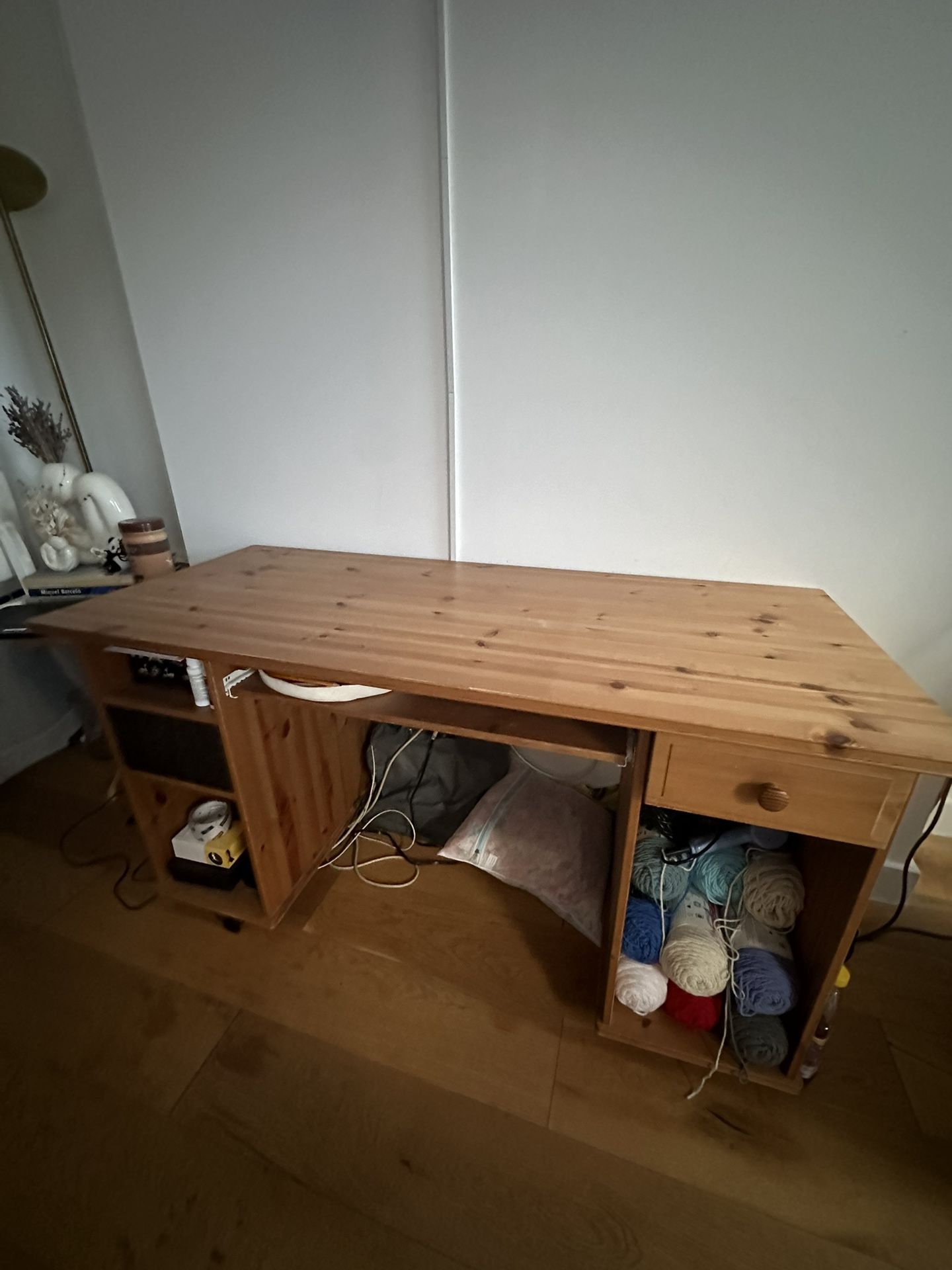 Solid Wood Desk with Storage – Great Condition!