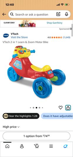 VTech 2 in 1 Learn & Zoom Motor Bike