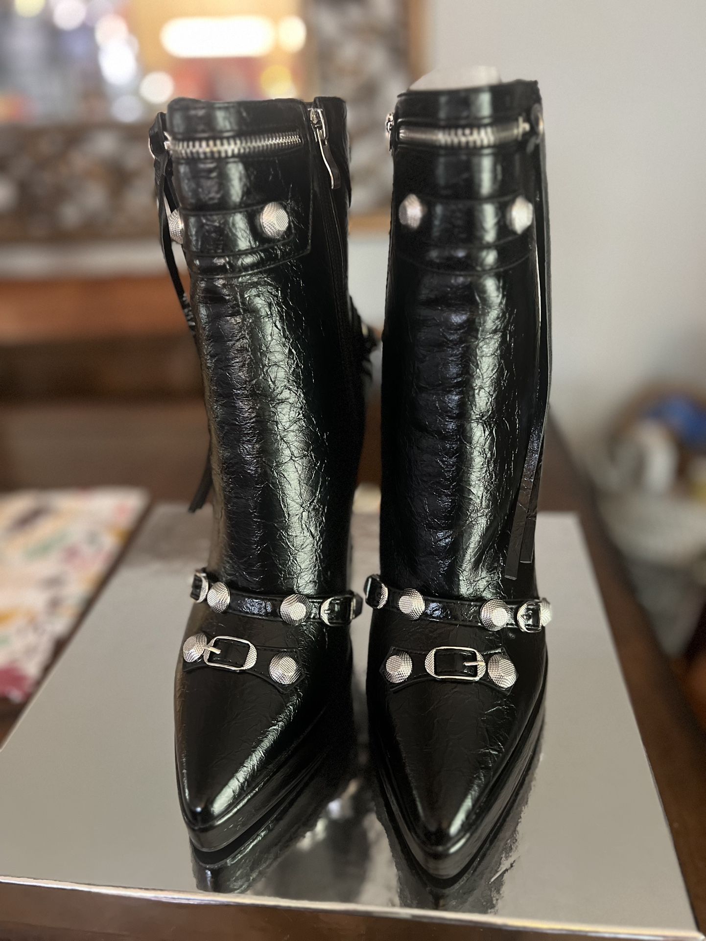 Black Faux Leather Boots