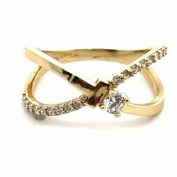 Woman’s Ladies 10k Yellow Gold CZ Cubic Zirconia Infinity Ring Size 7 GP3102173