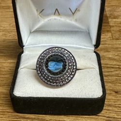 Vintage Bold Unique Design Sterling Silver Rose Gold Plating Sz 10