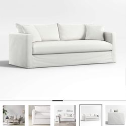 Crate & barrel 84” Willow II Slipcovered Bench Sofa 