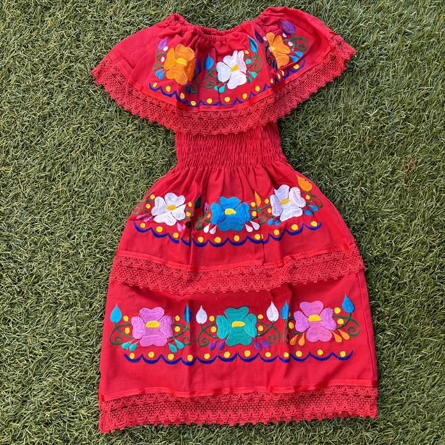 Embroidered Mexican Girls Dress/  Vestido Mexicano 