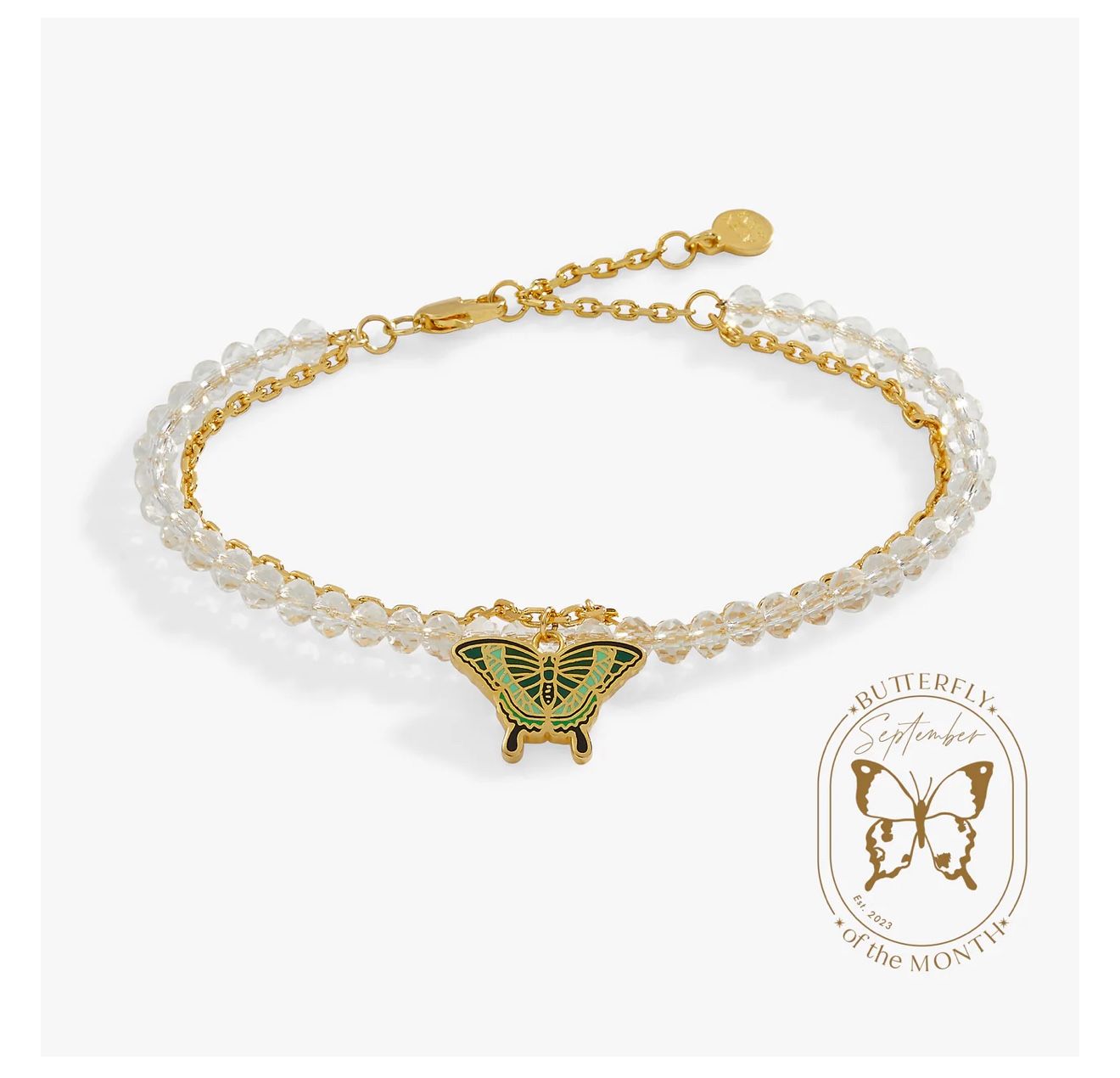 Emerald Swallowtail Butterfly Charm Bracelet