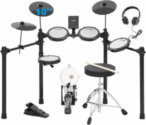 🔥 BRAND NEW Electronic Drum Set Kit — Complete Bundle w/ Pedal, Throne & Headphones (HABLÓ ESPAÑOL)