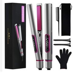 Flat Iron for Hair,GOOLEEN Professional Infrared Hair Straightener and Curler@Z6-358