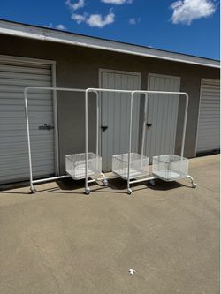Boutique Clothing Racks with Bottom Baskets