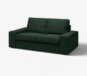 Dark Green 2-Seat Fabric Sofa