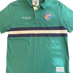 Vintage Designed Embroidered Ireland Rugby Polo Shirt Sz Large