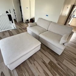 Ashley Furniture Two Piece Sectional + Ottoman