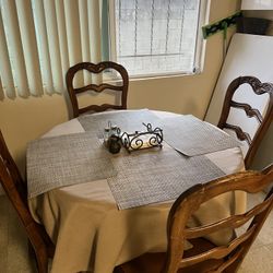 Antique Wooden Table With Chairs
