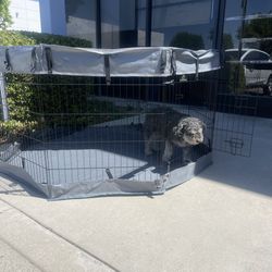 30” Tall Dog Playpen With Cover Dog Run, Dog Cage 8 Panels Fence with Door