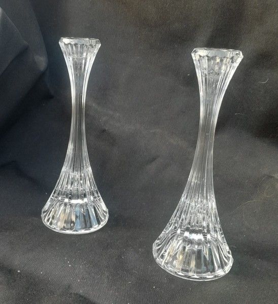 Pair Vintage 1950s crystal Candlestick Holders