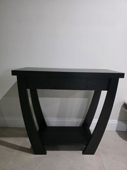 Black Wood Console Table with Bottom Shelf