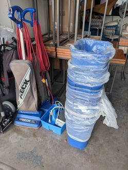 (2)💥 Oreck XL Commercial Vacuum Cleaners, 18 Rubber Maid Trash Cans & Tote w/ Iron