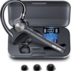 Bluetooth Headset, Wireless Bluetooth Earpiece With 400mAh Charging Case,150 Hours Talktime Hands Free Noise Canceling Headphones for iOS Android Cell