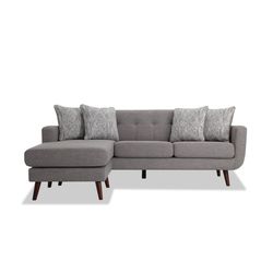 Grey “L shape” sectional couch 86in x 63in