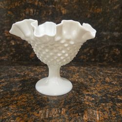 Vintage Milk Glass Pedestal Bowl